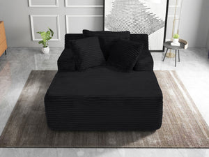 English Elm 66-inch Corduroy Sleeper Lounge Chair Oversized Foam Sofa Bed for Living Room Studio Black W5527P461213