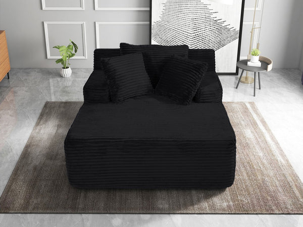 English Elm 66-inch Corduroy Sleeper Lounge Chair Oversized Foam Sofa Bed for Living Room Studio Black W5527P461213