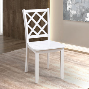 English Elm White Transitional 5pc Dining Set with Rectangular Table & 4 Diamond-Pattern Back Chairs, 48"W x36"D B2741P381486