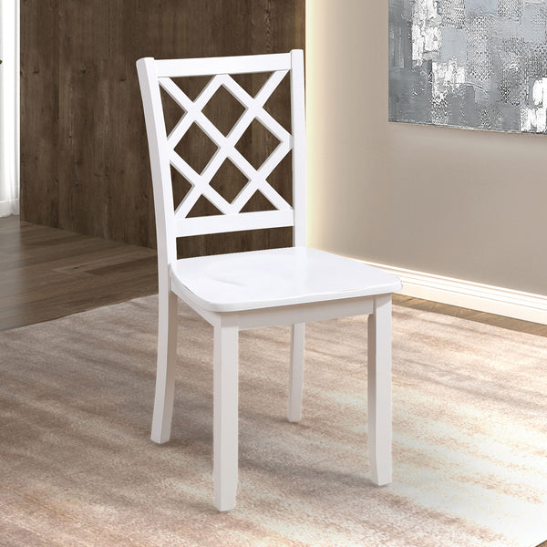 English Elm White Transitional 5pc Dining Set with Rectangular Table & 4 Diamond-Pattern Back Chairs, 48"W x36"D B2741P381486