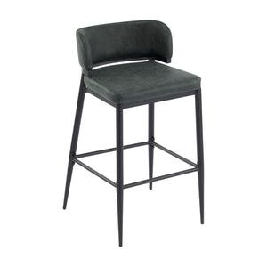 English Elm Christopher Knight Home® - Metal Industrial Leathaire Barstool Set of 2 with Comfortable Seat, Footrest, Non‑Slip Feet, Durable Frame Dark Green N771P247188L
