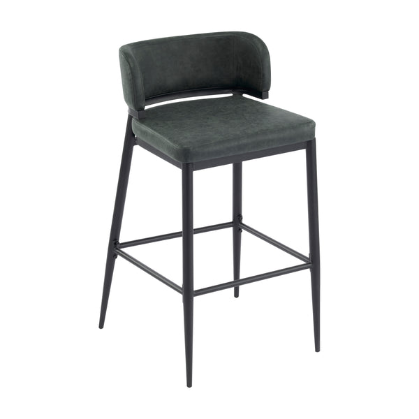 English Elm Christopher Knight Home® - Metal Industrial Leathaire Barstool Set of 2 with Comfortable Seat, Footrest, Non‑Slip Feet, Durable Frame Dark Green N771P247188L