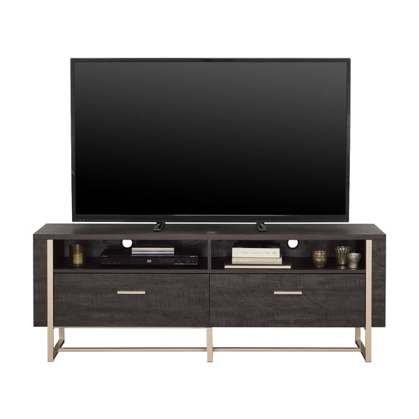 English Elm Credenza, Sleek Black Finish With Gold Base - Stylish Storage For Tvs Up To 65" In Living Rooms & Offices B356P367863