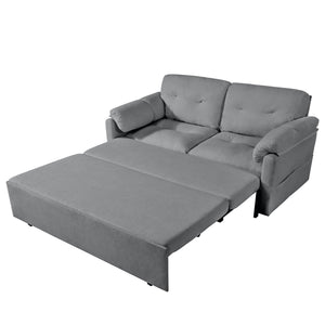 English Elm Convertible Pull Out Sofa Bed Queen Size with Steel Frame, Dual Armrests, Chenille Sleeper Couch with Storage and Casters Grey W3163P269700