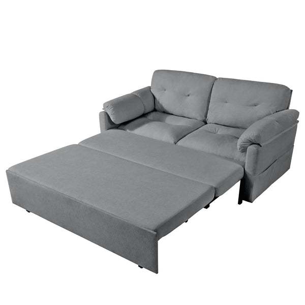English Elm Convertible Pull Out Sofa Bed Queen Size with Steel Frame, Dual Armrests, Chenille Sleeper Couch with Storage and Casters Grey W3163P269700
