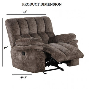 English Elm Transitional Glider Recliner with No-Gap Footrest, Plush Pillow Arms and Attached Back Cushion for Comfort Dark Brown 34 L x 43 W x 27 H B2741P395236