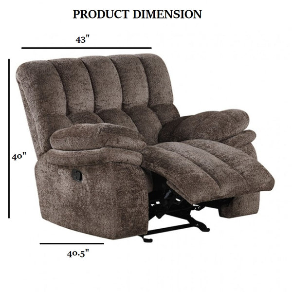 English Elm Transitional Glider Recliner with No-Gap Footrest, Plush Pillow Arms and Attached Back Cushion for Comfort Dark Brown 34 L x 43 W x 27 H B2741P395236