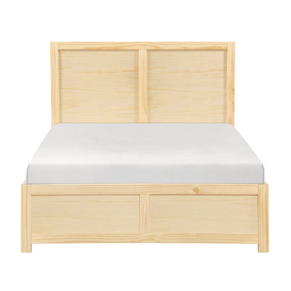 English Elm Contemporary Full Platform Bed Tall Headboard Natural Pine Wood Scandinavian Bedroom Frame B011S02457
