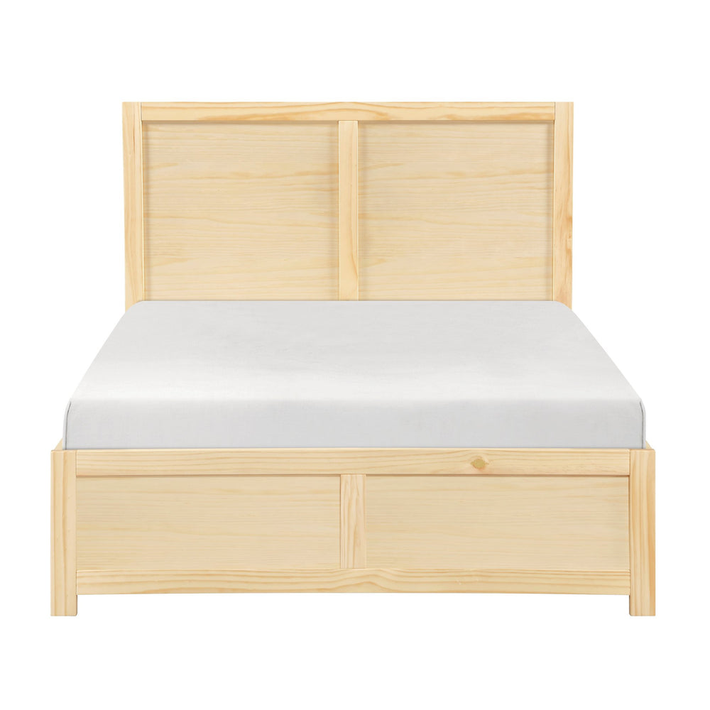 English Elm Contemporary Full Platform Bed Tall Headboard Natural Pine Wood Scandinavian Bedroom Frame B011S02455