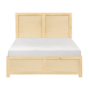 English Elm Contemporary Full Platform Bed Tall Headboard Natural Pine Wood Scandinavian Bedroom Frame B011S02455