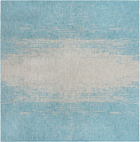 Unique Loom Outdoor Modern Ombre Machine Made Abstract Rug Aqua, Ivory/Gray 10' 8" x 10' 8"