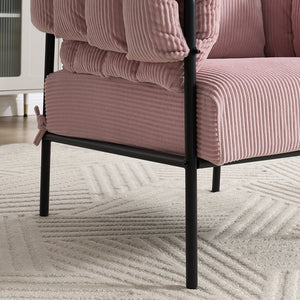 English Elm TS Modern decorative chair with plush teddy fleece upholstery and gold metal legs for luxe comfort and style Light Pink W2311P308066