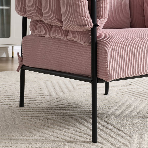 English Elm TS Modern decorative chair with plush teddy fleece upholstery and gold metal legs for luxe comfort and style Light Pink W2311P308066