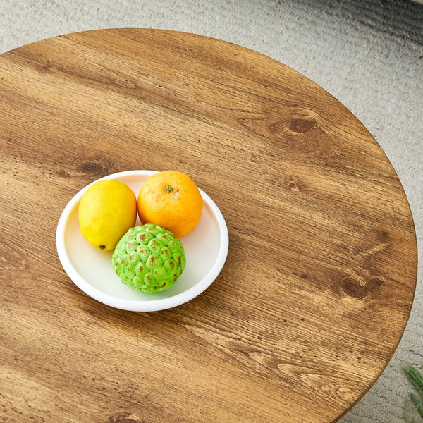 English Elm Natural Wood Grain Mdf Round Side Table Compact Accent for Living Room or Bedroom W2920P232763