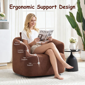 English Elm 360° 360 Swivel Teddy Velvet Accent Chair Plush Cocoon Seat for Living Room or Bedroom W5385P454804