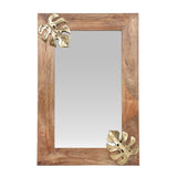 Christopher Knight Home® - Noble House - Ridgeway Boho Handcrafted Rectangular Mango Wood Wall Mirror, Natural and Antique Gold