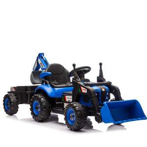 English Elm 24v Kids Electric Tractor with Swappable Construction Attachments and Parent Remote W1578P230011