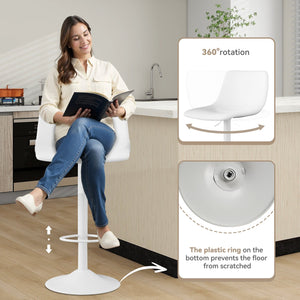 English Elm Bar Stools Set Of 2 - Modern Pu Leather Adjustable Swivel Counter Height Stools For Stylish Spaces T3950P399120