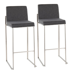 English Elm Contemporary High Back Upholstered Barstool Set with Black Steel Frame for Kitchen B202P222191