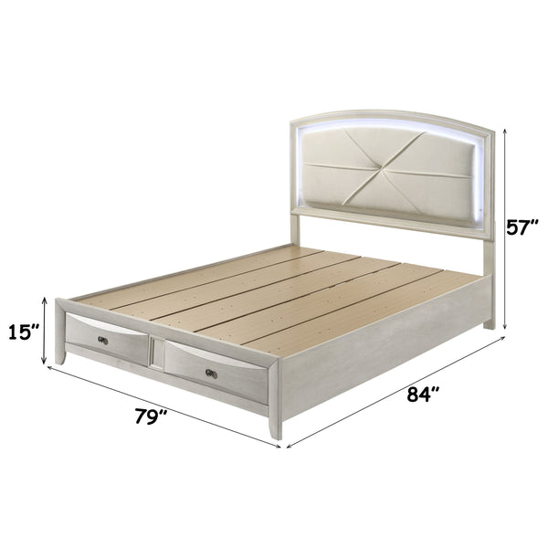 English Elm Ramondi Glam Queen Storage Bed with Led Headboard and Mirrored Panel Accents B2756S00042