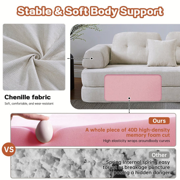 English Elm 104" Boneless Chenille Sectional Sofa with Chaise Deep Memory Foam Seats Living Room Light Grey W3565S00022