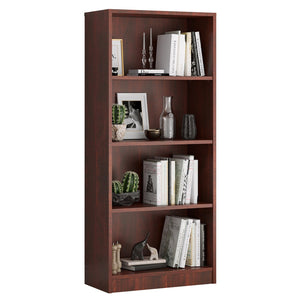 English Elm Bookcase Freestanding 4-Shelf Wood Bookshelf with Adjustable Shelves Sturdy Multipurpose Storage Unit for Home Office and Display (60x17x7) Cherry T3623P408796