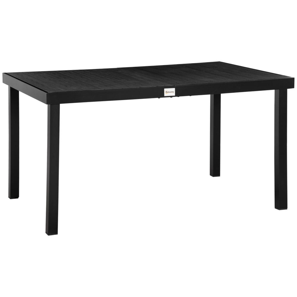 English Elm Outsunny Rectangular Patio Dining Table For 6 – Durable, Weather-Resistant, Modern Woodgrain Design W2225P200565-GIGA