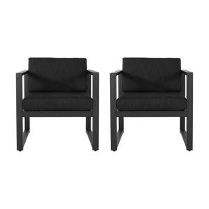 English Elm Christopher Knight Home® - NAVAN Outdoor Patio Club Chair Set of 2 – Lightweight Aluminum Frames with Removable Fade‑Resistant Cushions Dark Gray N775P243391G