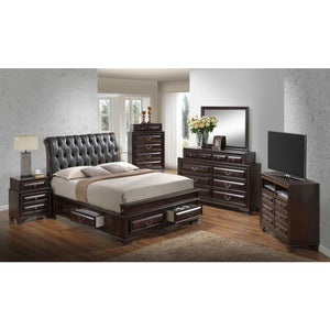English Elm Lavita Queen Storage Bed In Cappuccino Finish - Elegant Sleigh Design With Faux Leather Headboard B078S00504
