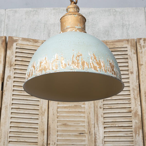 English Elm Retro Blue Pendant Light Vintage-Inspired Metal Shade, Rich Blue Finish for Cozy Elegant Interiors W2946P243894