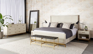 Sunpan Valencia Nightstand - Luxurious Eucalyptus & Oak Design with Brass Hardware for Elegant Bedrooms