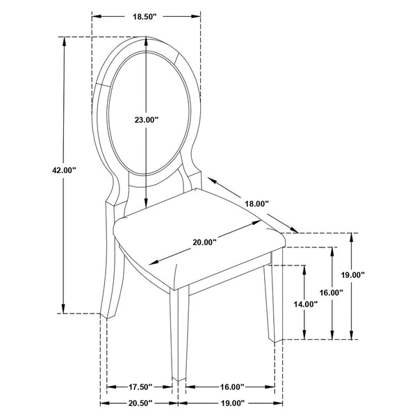 English Elm Transitional Cream Linen-Like Upholstered Oval Back Dining Chairs Set of 2 in Dark Cocoa Wood Finish B011P311403