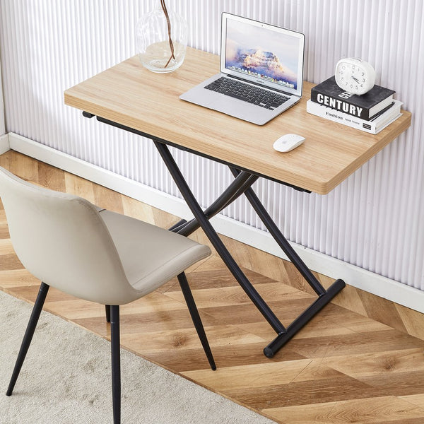 English Elm Table and Chair Set Adjustable Height Mdf Wood Grain Top with Four Pu Seats W1151S03991
