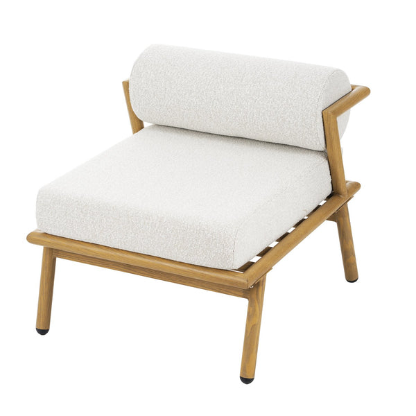 English Elm Christopher Knight Home® - La Fiora Teak-Finish Iron Club Chair Set of 2 with Off-White Outdoor Cushions, Weather-Resistant Luxe Seating N775P247389T