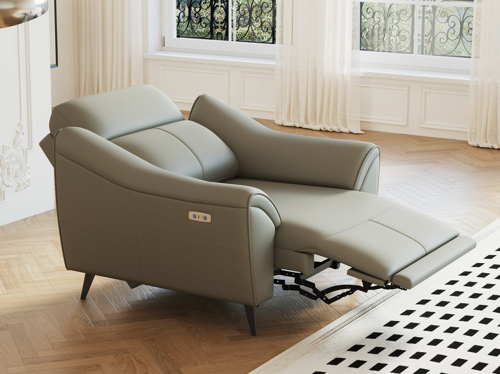 English Elm Zero Wall Power Recliner Compact Bonded Leather Chair with Lumbar and Quiet Motor W3795P455837