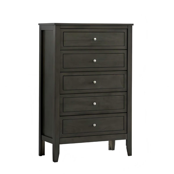 English Elm Daniel Assembled 5-Drawer Chest with English Dovetail Drawers, Metal Hardware & Solid Wood Frame Gray 51 L x 34 W x 18 H B078P400742