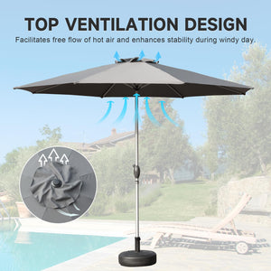 English Elm 9FT Patio Umbrella with Crank & Tilt, 180G UV‑Resistant Waterproof Canopy, Wind‑Vent, 8 Ribs Gray W1859P195948