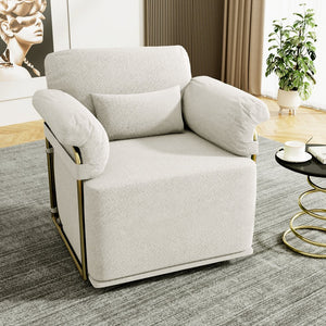 English Elm 360 Degree Square Swivel Accent Chair - Plush Upholstered Lounge Armchair With Gold Legs For Any Space W2012P319072