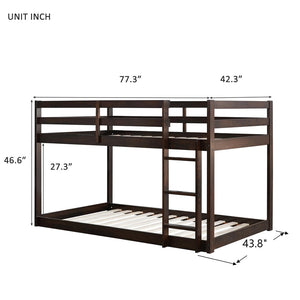 English Elm Solid Wooden Twin Over Twin Bunk Bed With Ladder - Durable Rubberwood, Espresso Finish, Space-Saving Design W504P191655-GIGA