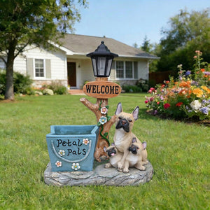 English Elm Labrador Solar Garden Statue with Led Glow and Built-in Succulent Planter Basin W5398P464246