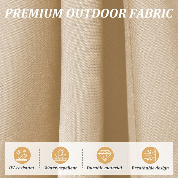English Elm Round Cantilever Umbrella with Center Pole - 9-Rib Reinforced Aluminum Frame, 360° Pedal Rotate, Hydraulic Opening and 5-Position Tilt Adjustment for Superior Sun Protection Beige W1859P337923