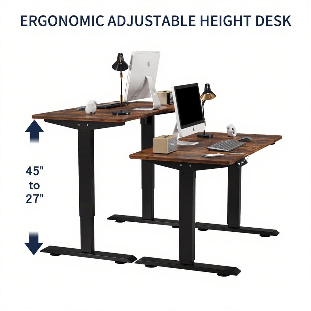 English Elm 48"×24" Electric Height Adjustable Standing Desk with Memory Presets for Modern Home Office Brown W614P376138