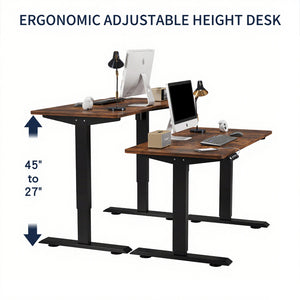 English Elm 48"×24" Electric Height Adjustable Standing Desk with Memory Presets for Modern Home Office Brown W614P376138