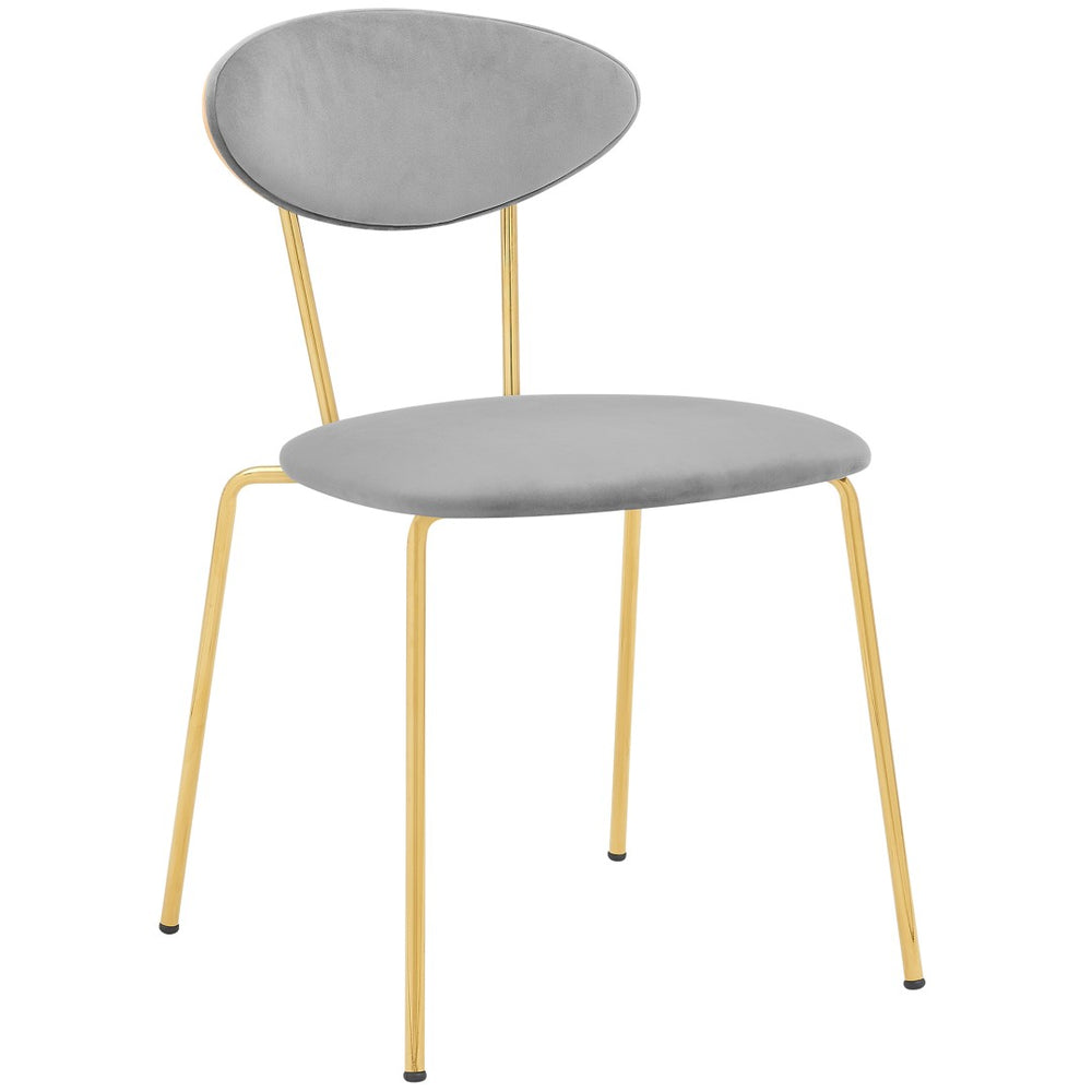 English Elm Savara Gray Velvet Dining Room Chairs Set Of 2 - Modern Gold Metal Legs For Stylish Comfort & Versatility B2736P354289-GIGA