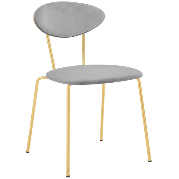English Elm Savara Gray Velvet Dining Room Chairs Set Of 2 - Modern Gold Metal Legs For Stylish Comfort & Versatility B2736P354289-GIGA