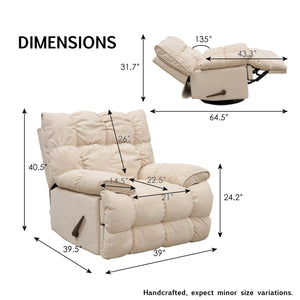 English Elm Sitjoy Swivel Recliner Plush High Back Lounge Chair for Living Room or Gaming W1713P144780
