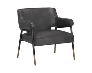 Sunpan Derome Mid-century Lounge Chair In Bravo Portabella Faux Leather With Sculpted Design & Gold Accents Grey Faux Leather 107316