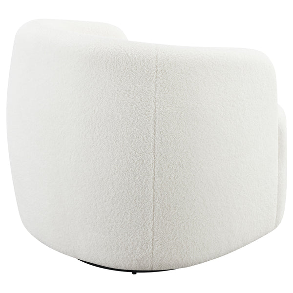 English Elm Denae Natural Upholstered Swivel Chair — Ivory Faux Sheepskin Accent Seat, Curvy 360° Swivel Comfort B062P351429