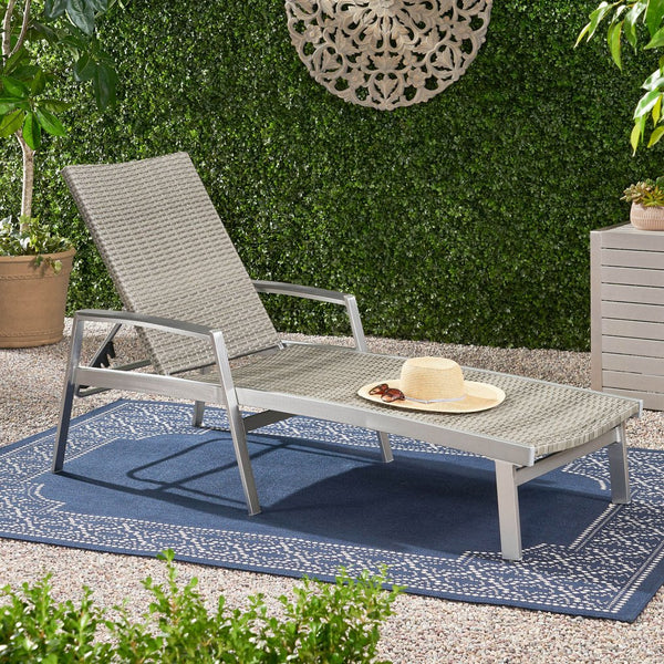 English Elm Christopher Knight Home® - Oxton Outdoor Chaise Lounge - Stylish Grey Mesh Seating For Ultimate Comfort & Relaxation By Poolside N775P210067G
