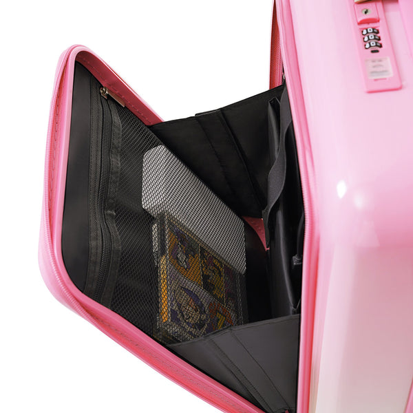 English Elm Luggage Hard Shell 3 Piece Set with Usb Port Spinner Wheels and Front Access Panel Pink N726P197969P